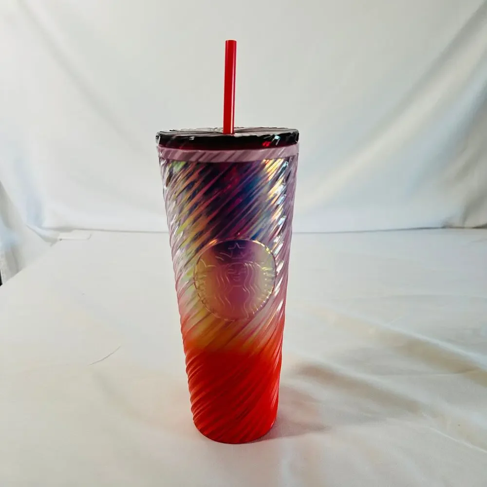 NWT Starbucks 24oz Sunrise Swirl Cold Cup Tumbler (CHIPPED LID)